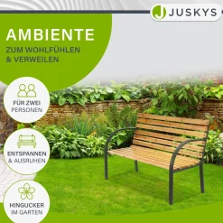 Gartenbank Modena 2 Sitzer Bank aus lackiertem Holz und Stahl