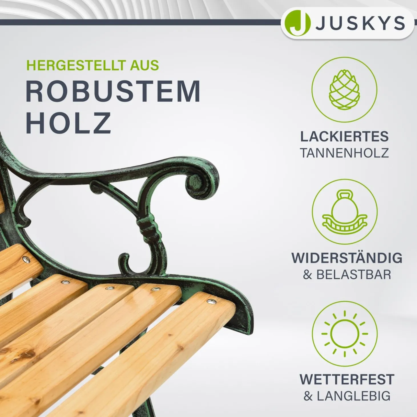 Gartenbank Pisa 2 Sitzer Bank aus lackiertem Holz und Gusseisen
