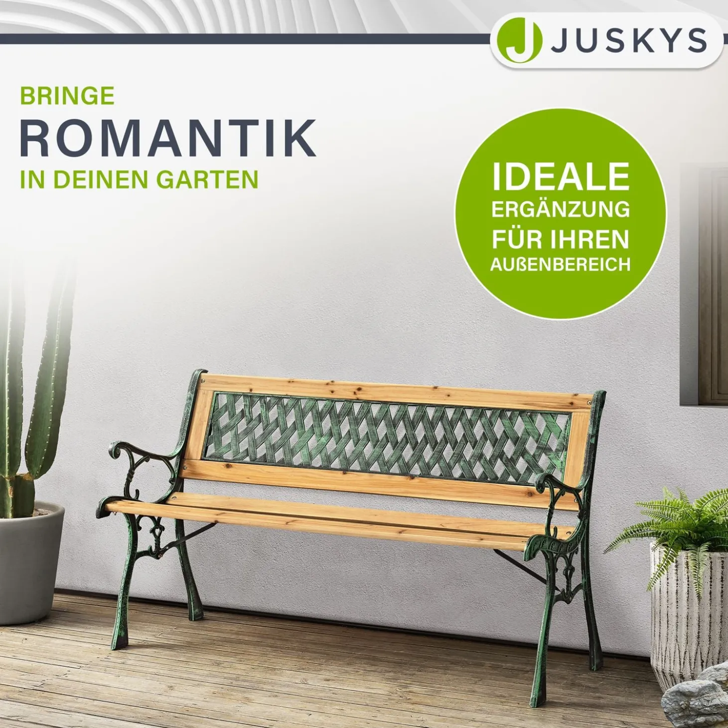 Gartenbank Pisa 2 Sitzer Bank aus lackiertem Holz und Gusseisen