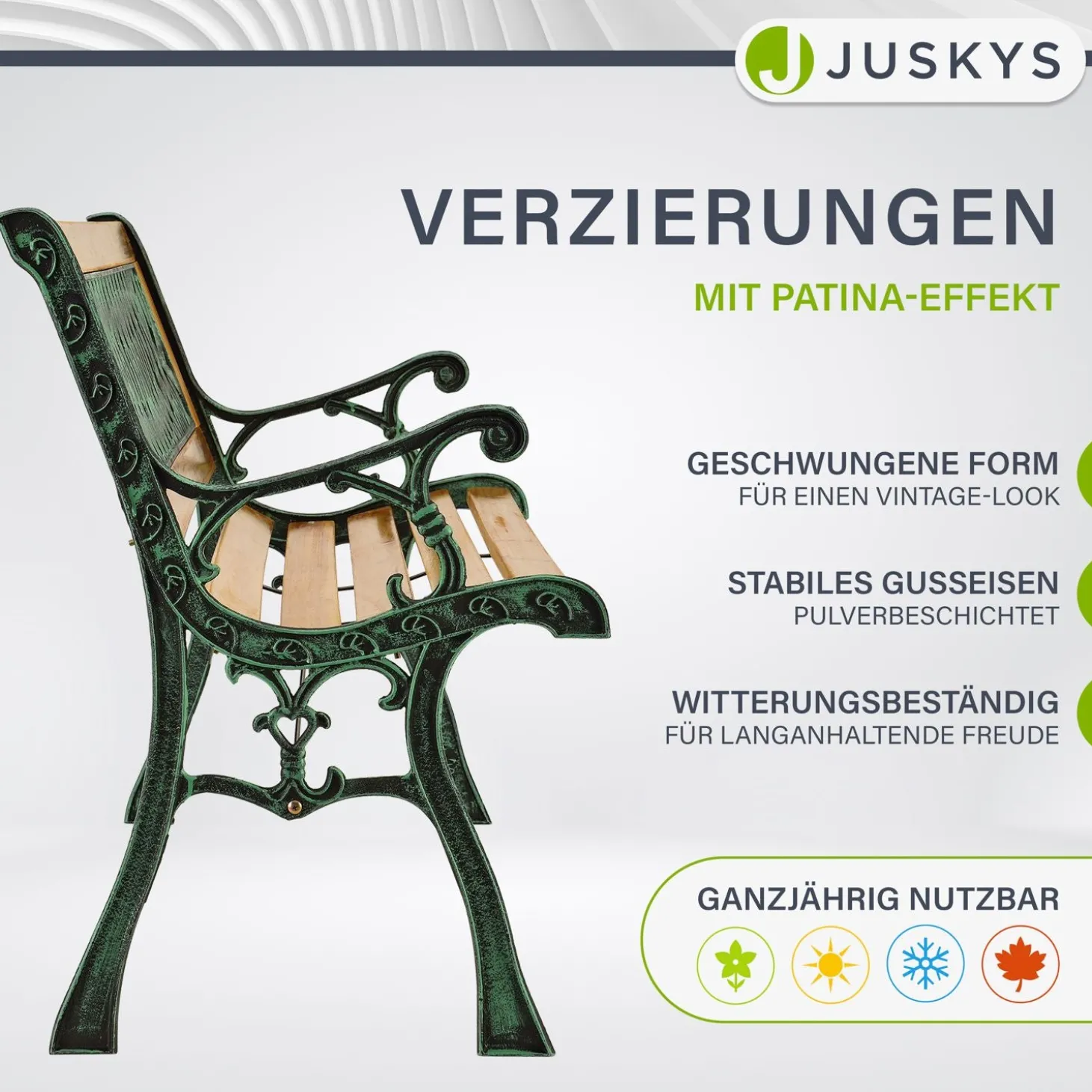 Gartenbank Pisa 2 Sitzer Bank aus lackiertem Holz und Gusseisen