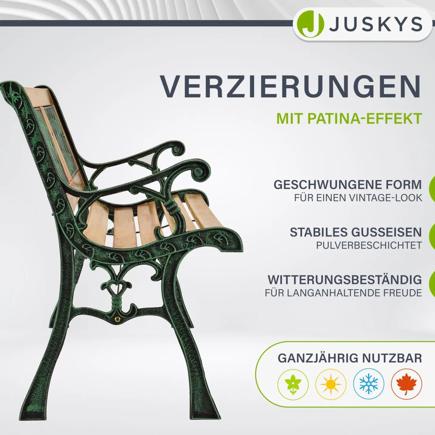 Gartenbank Sanremo 2 Sitzer Bank aus lackiertem Holz aus Gusseisen