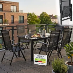 Gartengarnitur Milano Gartenset 7-teilig; Tischplatte aus Sicherheitsglas