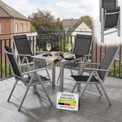 Gartengarnitur Milano Gartenset 7-teilig; Tischplatte aus Sicherheitsglas