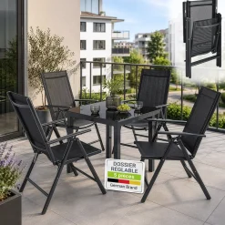 Gartengarnitur Milano Gartenset 7-teilig; Tischplatte aus Sicherheitsglas