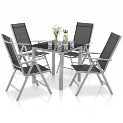 Gartengarnitur Milano Gartenset 7-teilig; Tischplatte aus Sicherheitsglas