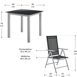 Gartengarnitur Milano Gartenset 7-teilig; Tischplatte aus Sicherheitsglas