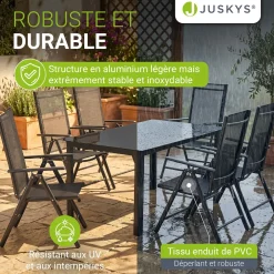Gartengarnitur Milano Gartenset 7-teilig; Tischplatte aus Sicherheitsglas