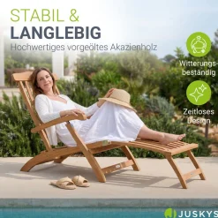 Gartenliege klappbar Evia Sonnenliege wetterfest aus geöltem Holz