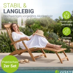 Gartenliege klappbar Evia Sonnenliege wetterfest aus geöltem Holz
