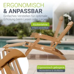 Gartenliege klappbar Evia Sonnenliege wetterfest aus geöltem Holz
