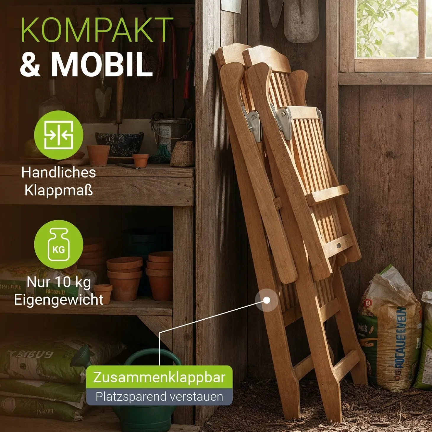 Gartenliege klappbar Evia Sonnenliege wetterfest aus geöltem Holz