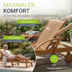 Gartenliege klappbar SunScape Sonnenliege wetterfest mit verstellbarer Rückenlehne