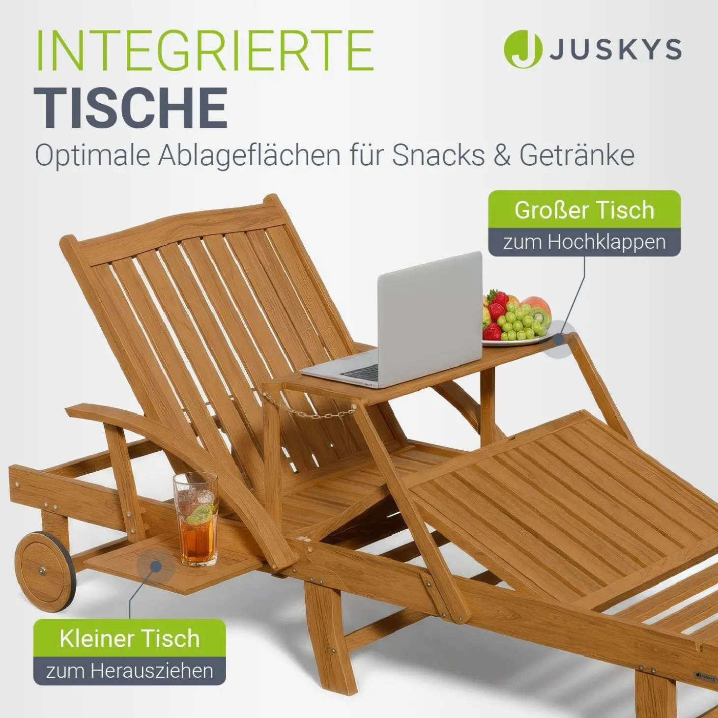 Gartenliege klappbar SunScape Sonnenliege wetterfest mit verstellbarer Rückenlehne