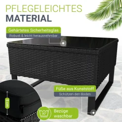 Gartenlounge für 4 Personen Santorini Modulare Polsterlounge aus Polyrattan inkl. Kissenbox