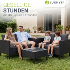 Gartenlounge für 4 Personen Santorini Modulare Polsterlounge aus Polyrattan inkl. Kissenbox