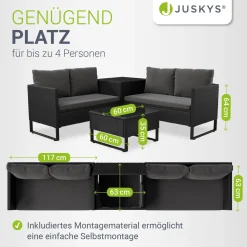 Gartenlounge für 4 Personen Santorini Modulare Polsterlounge aus Polyrattan inkl. Kissenbox