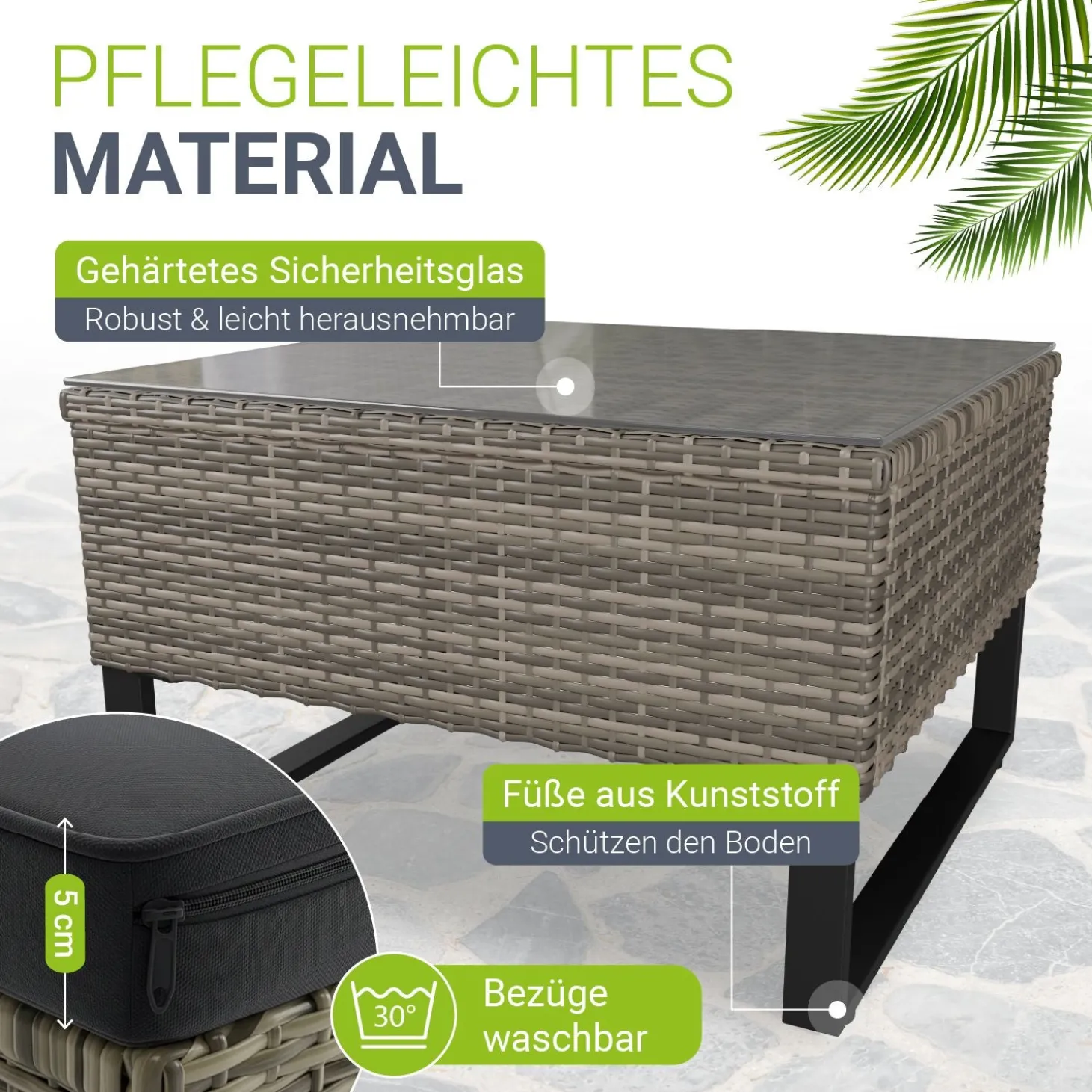Gartenlounge für 4 Personen Santorini Modulare Polsterlounge aus Polyrattan inkl. Kissenbox