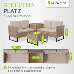 Gartenlounge für 4 Personen Santorini Modulare Polsterlounge aus Polyrattan inkl. Kissenbox