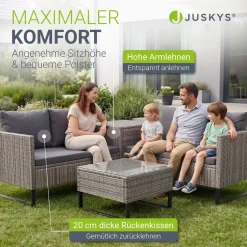 Gartenlounge für 4 Personen Santorini Modulare Polsterlounge aus Polyrattan inkl. Kissenbox