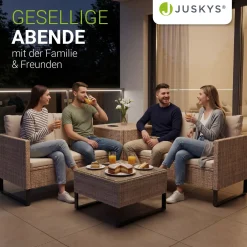 Gartenlounge für 4 Personen Santorini Modulare Polsterlounge aus Polyrattan inkl. Kissenbox