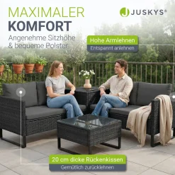 Gartenlounge für 4 Personen Santorini Modulare Polsterlounge aus Polyrattan inkl. Kissenbox
