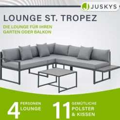 Gartenmöbel Lounge St. Tropez Gartenlounge für 4 Personen mit Tisch & 2 Sitzbänken