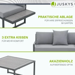 Gartenmöbel Lounge St. Tropez Gartenlounge für 4 Personen mit Tisch & 2 Sitzbänken