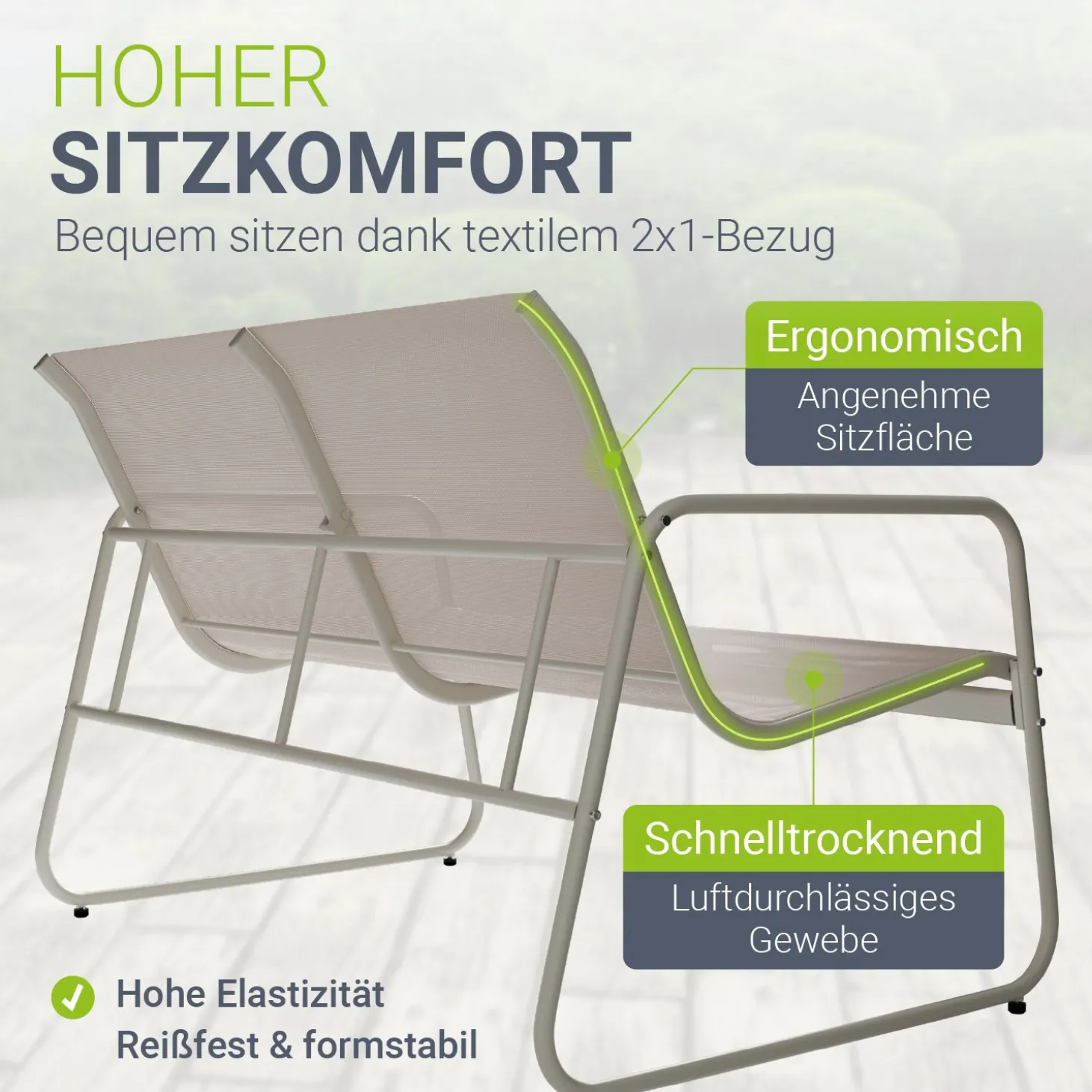 Gartenmöbelset Genua 4-teilig Sitzgruppe Garten wetterfest mit Tisch & Bank