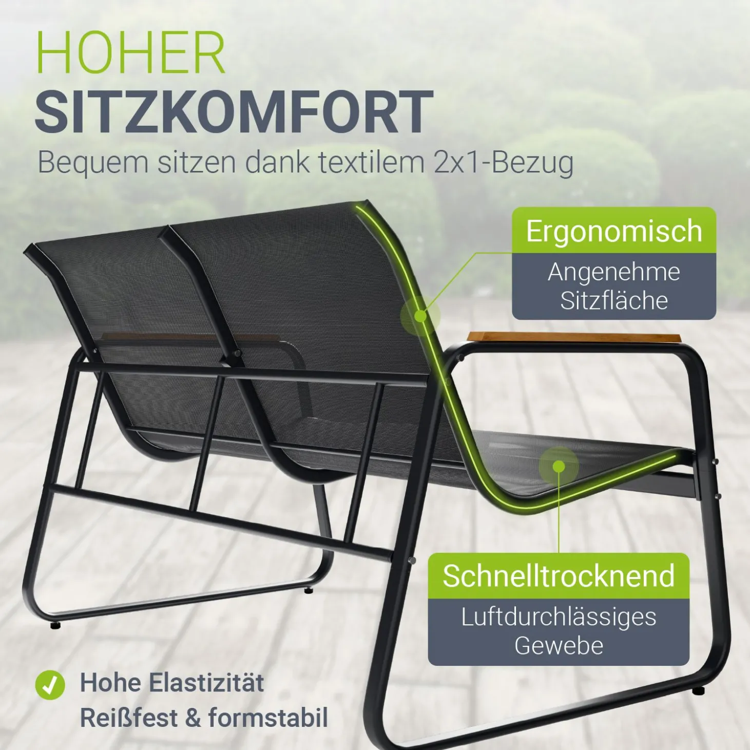 Gartenmöbelset Genua 4-teilig Sitzgruppe Garten wetterfest mit Tisch & Bank