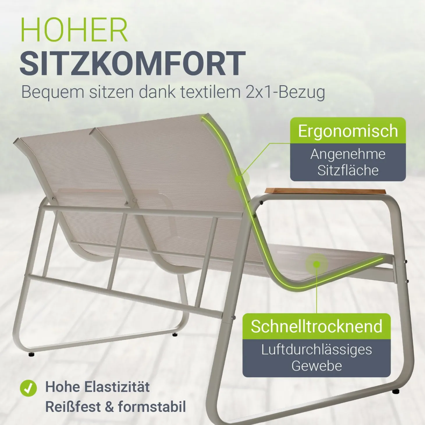 Gartenmöbelset Genua 4-teilig Sitzgruppe Garten wetterfest mit Tisch & Bank