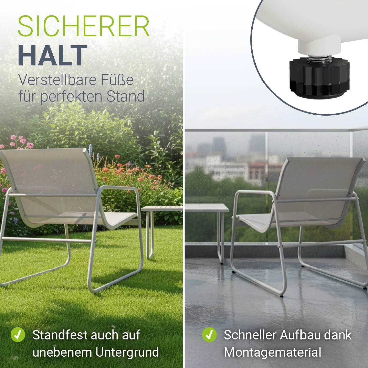 Gartenmöbelset Genua 4-teilig Sitzgruppe Garten wetterfest mit Tisch & Bank