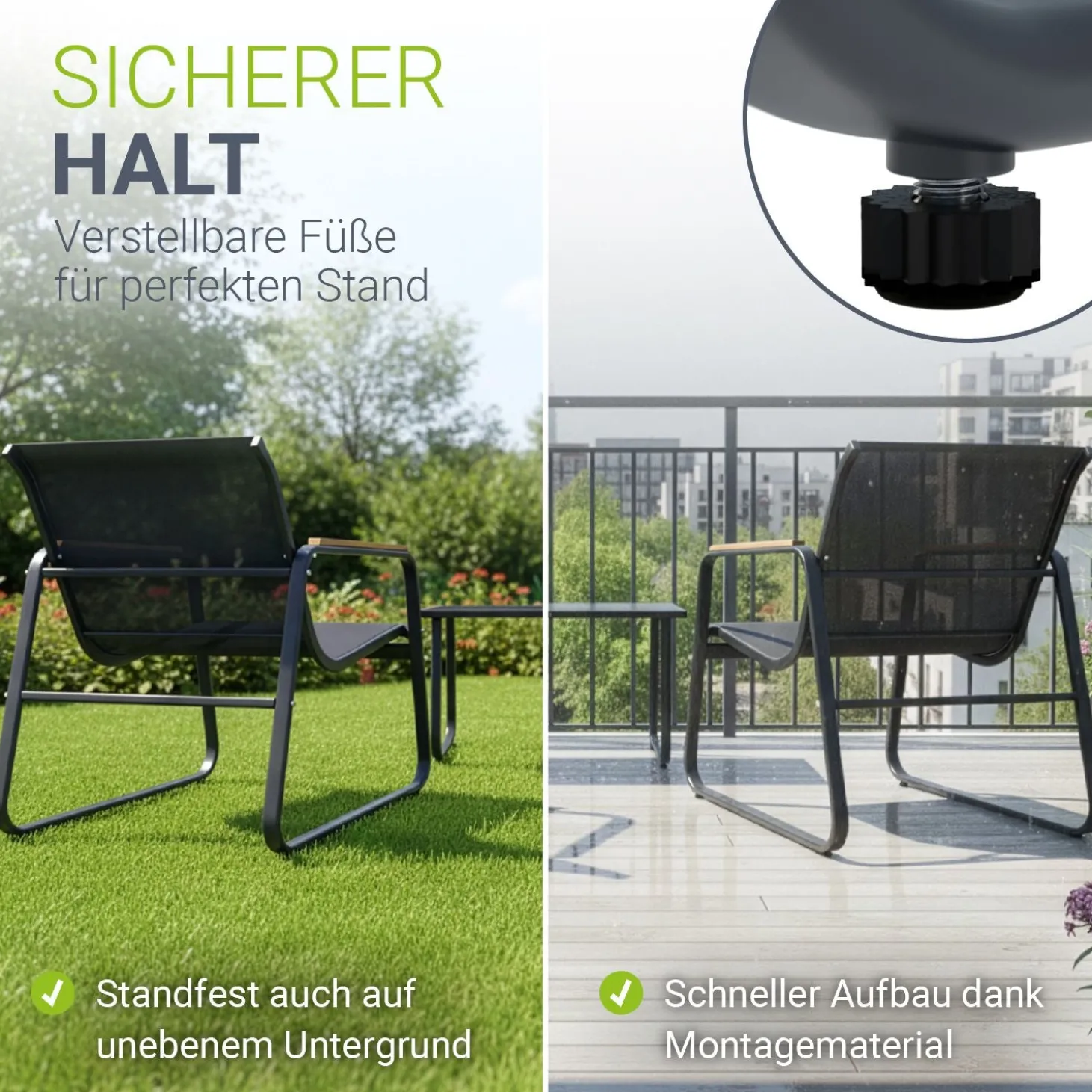 Gartenmöbelset Genua 4-teilig Sitzgruppe Garten wetterfest mit Tisch & Bank