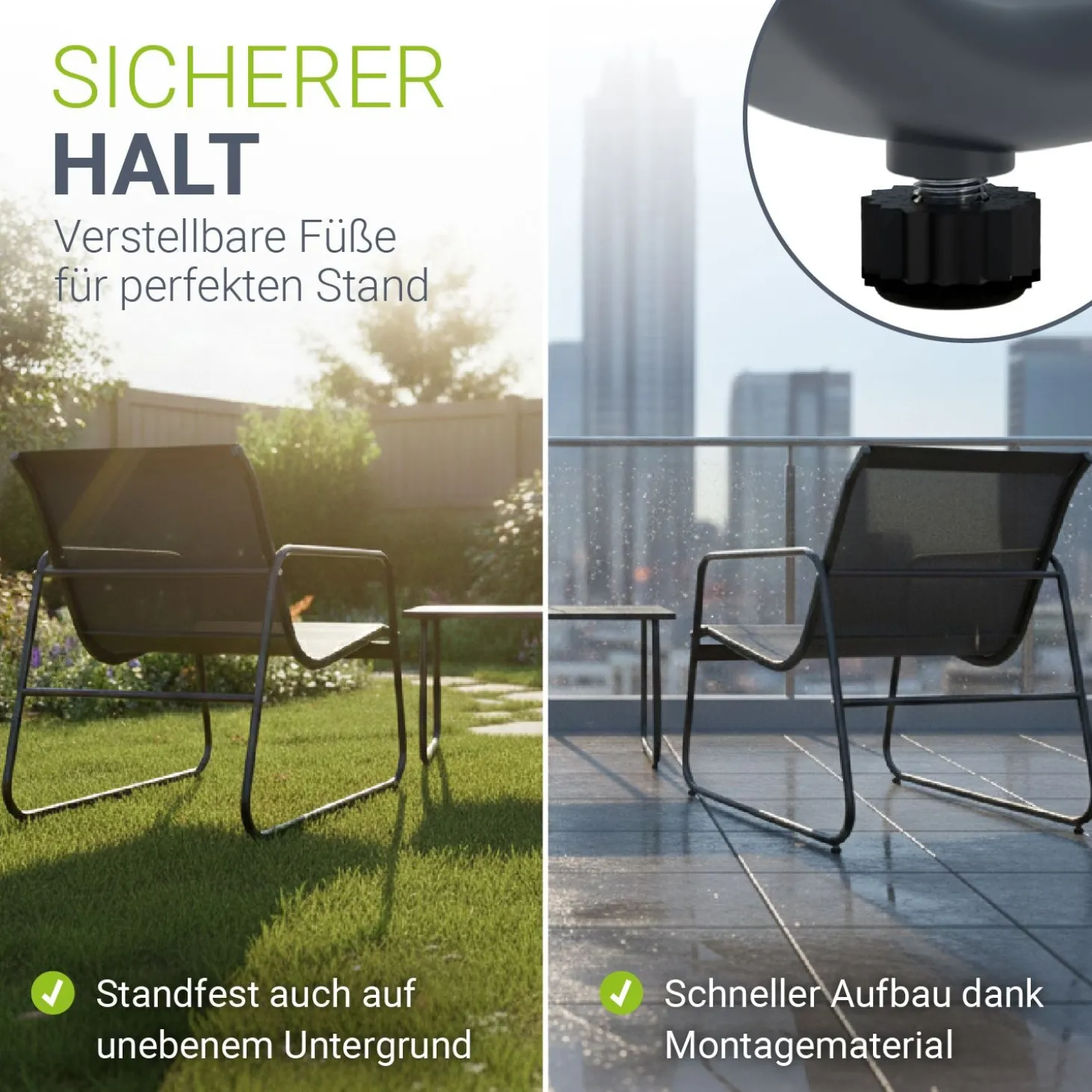 Gartenmöbelset Genua 4-teilig Sitzgruppe Garten wetterfest mit Tisch & Bank