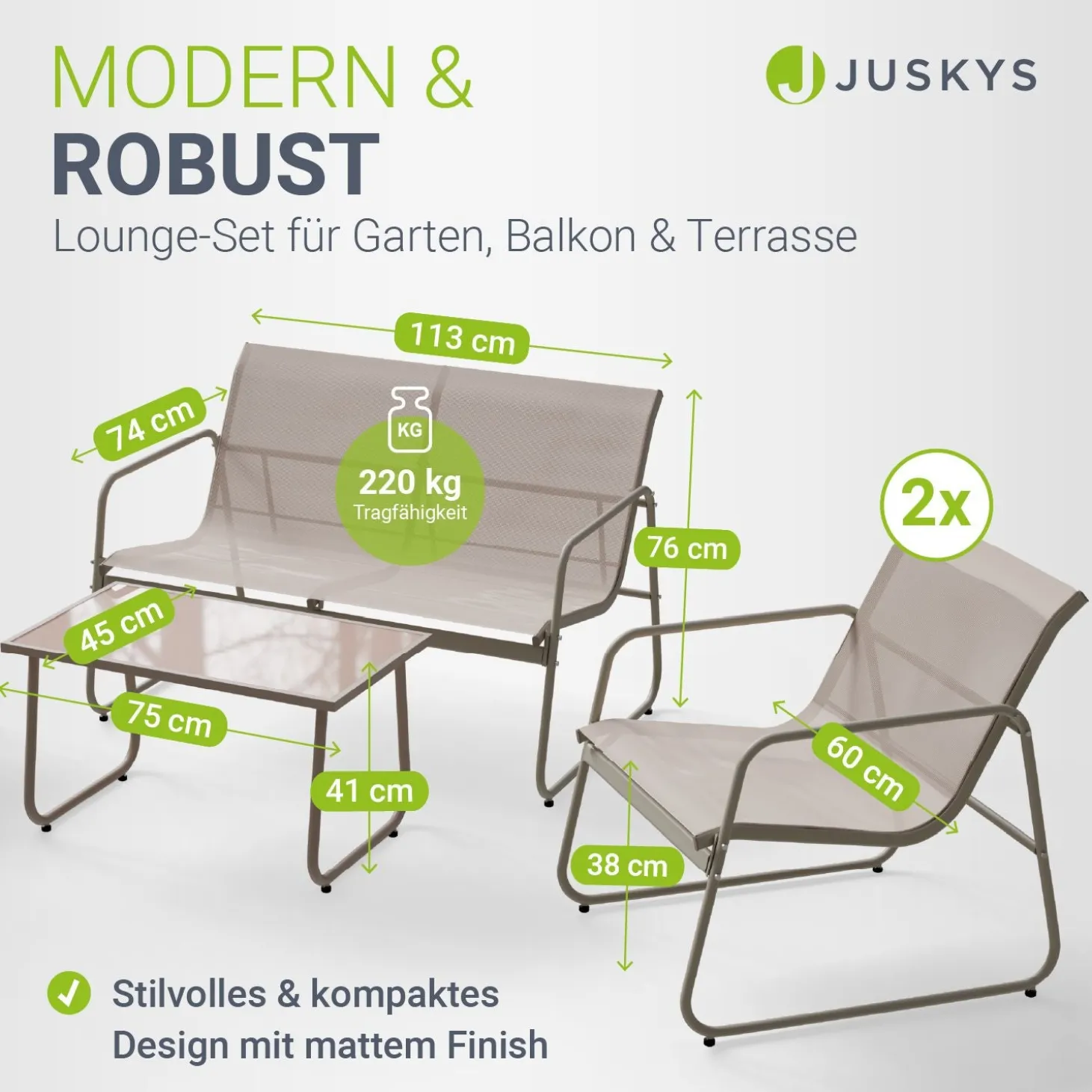 Gartenmöbelset Genua 4-teilig Sitzgruppe Garten wetterfest mit Tisch & Bank