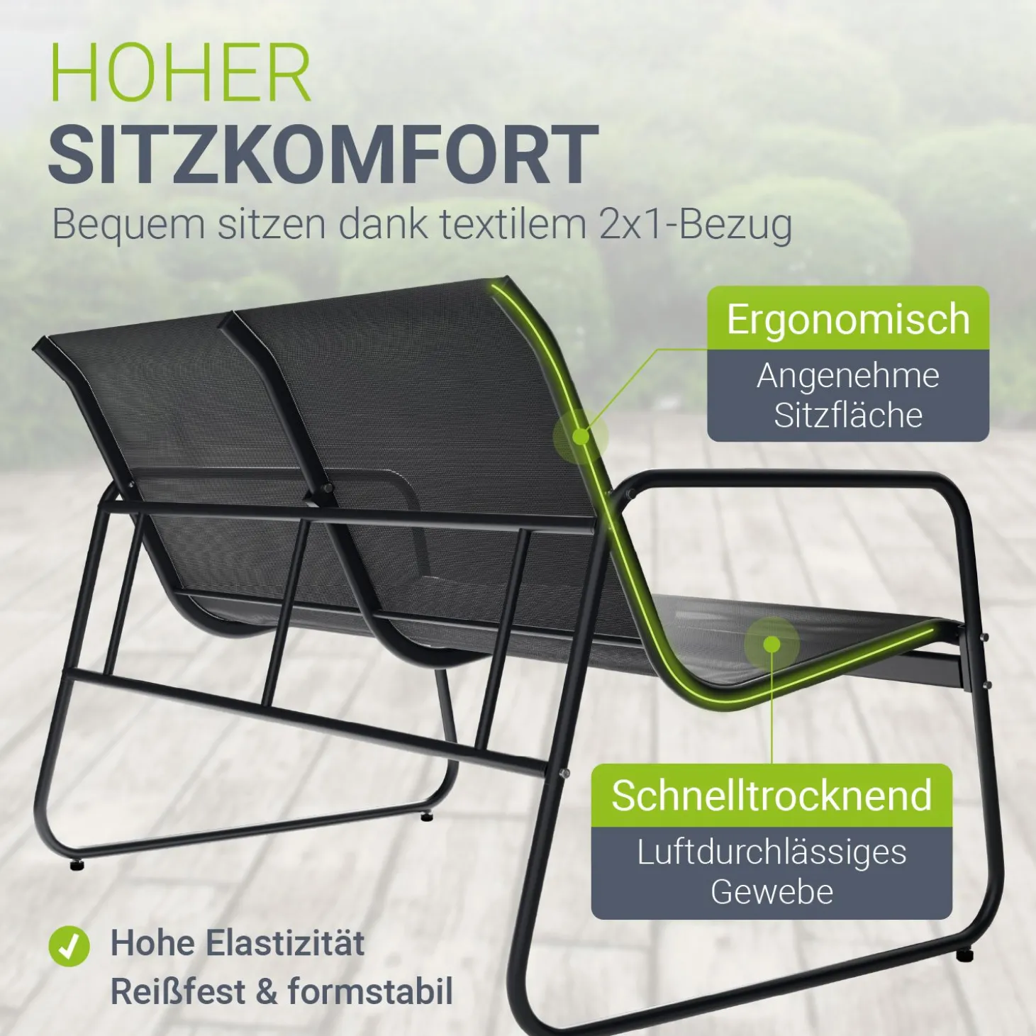 Gartenmöbelset Genua 4-teilig Sitzgruppe Garten wetterfest mit Tisch & Bank