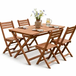 Gartenmöbel-Set Rimini aus Akazienholz Gartengarnitur 5-teilig mit Tisch und 4 Stühlen