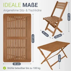 Gartenmöbel-Set Rimini aus Akazienholz Gartengarnitur 5-teilig mit Tisch und 4 Stühlen