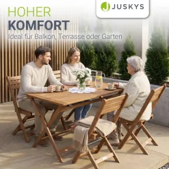 Gartenmöbel-Set Rimini aus Akazienholz Gartengarnitur 5-teilig mit Tisch und 4 Stühlen