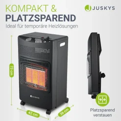 Gasheizer für Innenräume 3-Wärme-Stufen Heizstrahler mit bis zu 4200 Watt für Terrasse & Outdoor