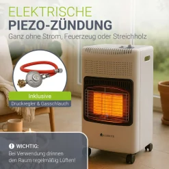 Gasheizer für Innenräume 3-Wärme-Stufen Heizstrahler mit bis zu 4200 Watt für Terrasse & Outdoor
