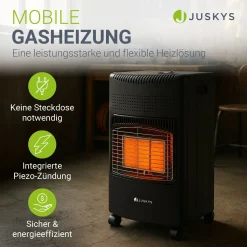Gasheizer für Innenräume 3-Wärme-Stufen Heizstrahler mit bis zu 4200 Watt für Terrasse & Outdoor