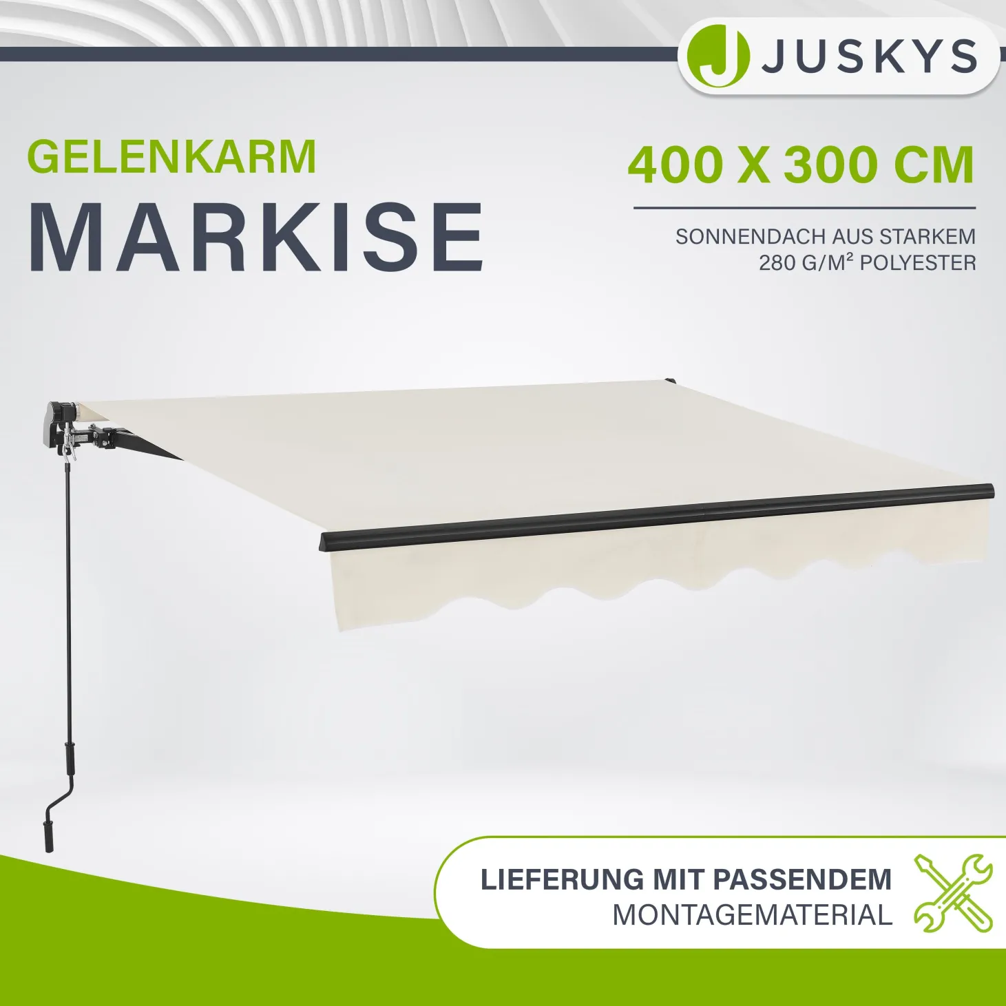 Gelenkarmmarkise mit Kurbel Markise für Terrasse & Balkon - inklusive Halterung