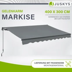 Gelenkarmmarkise mit Kurbel Markise für Terrasse & Balkon - inklusive Halterung