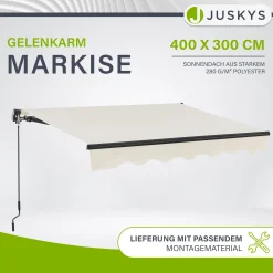 Gelenkarmmarkise mit Kurbel Markise für Terrasse & Balkon - inklusive Halterung