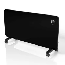 Glaskonvektor mit bis zu 2000 W Glasheizung in schwarz für Wand- & Bodenmontage