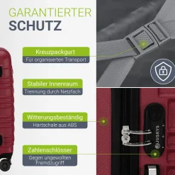 Hartschalen Kofferset Rom 3 & 4 tlg. Set mit schlagfester ABS-Hartschale, 360° Rollen