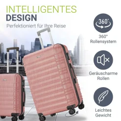 Hartschalen Kofferset Rom 3 & 4 tlg. Set mit schlagfester ABS-Hartschale, 360° Rollen