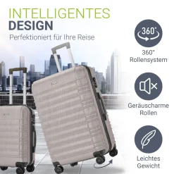 Hartschalen Kofferset Rom 3 & 4 tlg. Set mit schlagfester ABS-Hartschale, 360° Rollen