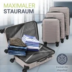 Hartschalen Kofferset Rom 3 & 4 tlg. Set mit schlagfester ABS-Hartschale, 360° Rollen