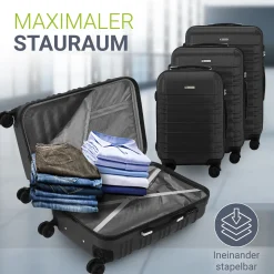 Hartschalen Kofferset Rom 3 & 4 tlg. Set mit schlagfester ABS-Hartschale, 360° Rollen